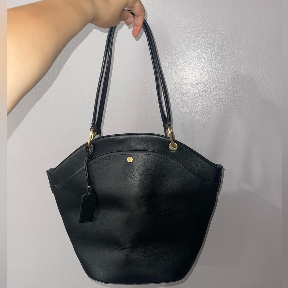 Sole Society Black Shoulder Bag with Gold Accents